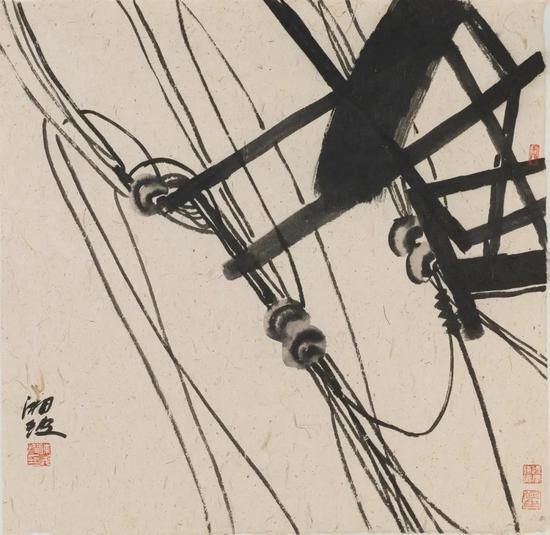 ▲陈湘波《工业时代·网·十》 69.5cmx69.5cm 纸本设色 2015年
