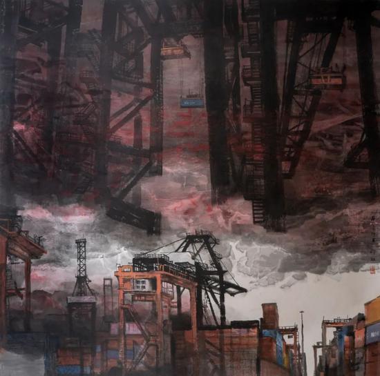 ▲邹明《巨擘大象》200cmx200cm 纸本水墨设色 2020年
