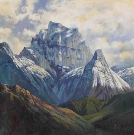 ▲黄希舜《雪山圣地》 100cm×100cm 布面油画 2006年