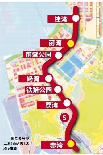 地铁5号线二期（南延段）线路示意图