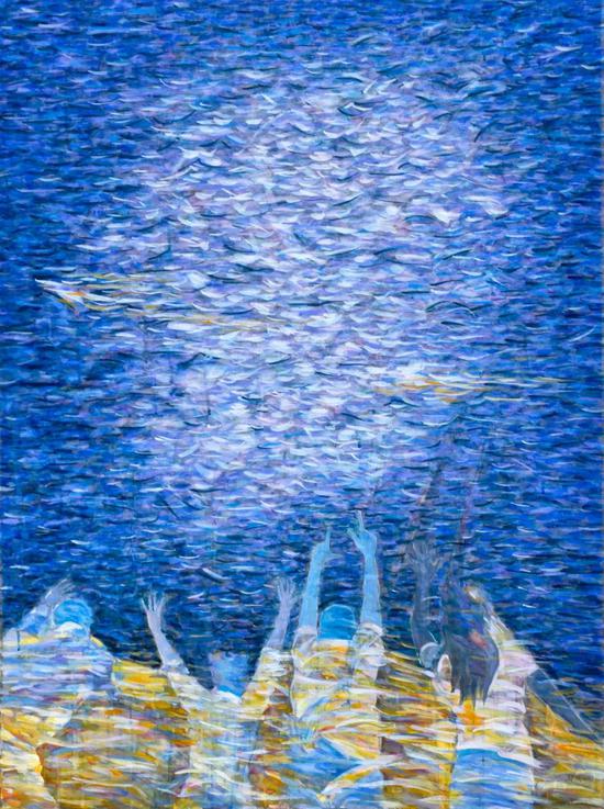 ▲郝强《时代-呼唤》149cmx112cm 纸本水彩 2019年