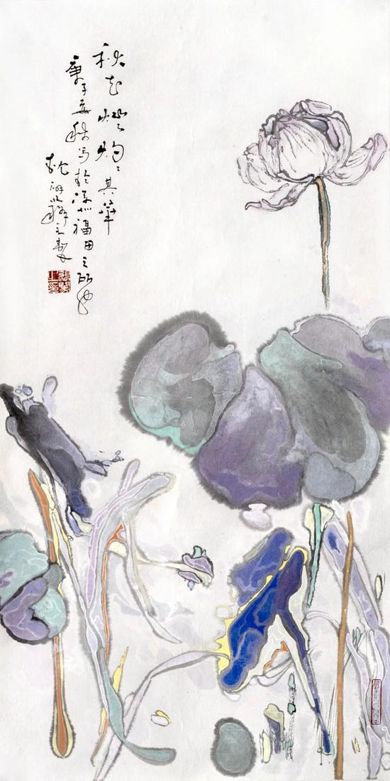 ▲张闯《秋花》87.5cmx44cm 纸本设色 2020年