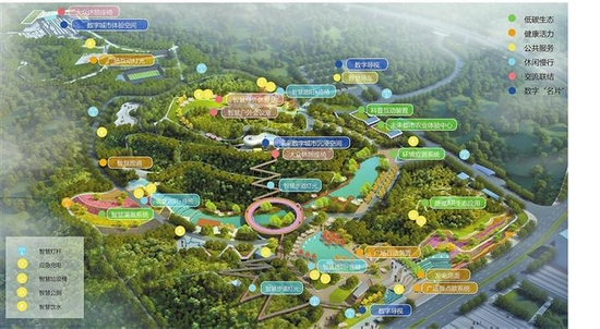 深圳北站中心公园未来公园场景，通过人工智能、物联感知、碳中和、空间信息技术集成，打造龙华城市之窗、友好公共空间范本。