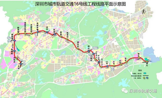 ▲地铁16号线示意图（站名以实际运营为准）