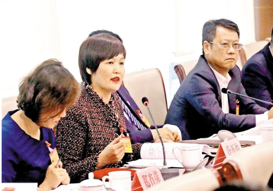 第三讨论组(航城、新桥街道)委员在发言。