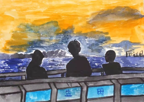 三等奖——《盐田观夕阳》姜宏俊