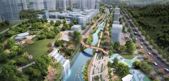 梧桐山河(试点段)碧道上游段效果图。