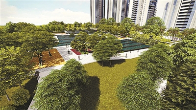 叠水瀑布(景观效果图)。