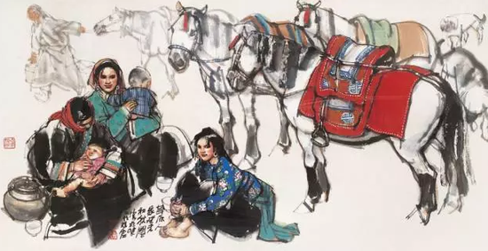 癸未初秋作 草原人家 镜片 设色纸本
