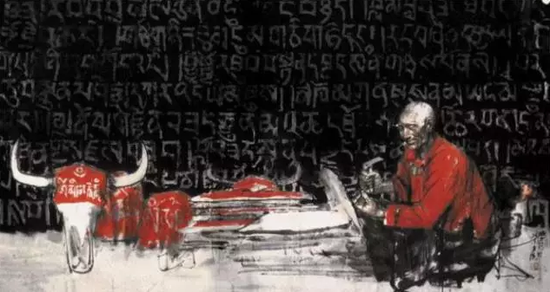 《刻经》,该作品荣获第23届蒙特卡罗国际现代艺术大奖赛"联合国科教文组织大奖