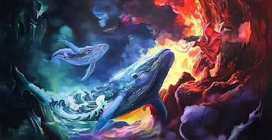 黄朱青子的油画《逍遥游》全景