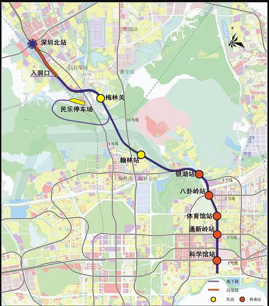 地铁6号线二期工程起自深圳北站终于科学馆站。