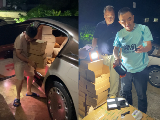 太阳能灯送到露圩镇政府