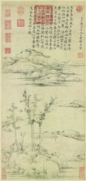容膝斋图(国画) 元 倪瓒 台北故宫博物院藏