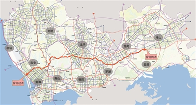 宝安至坪山的双层快速通道规划图。