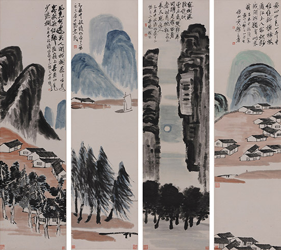 齐白石 山水十二条屏