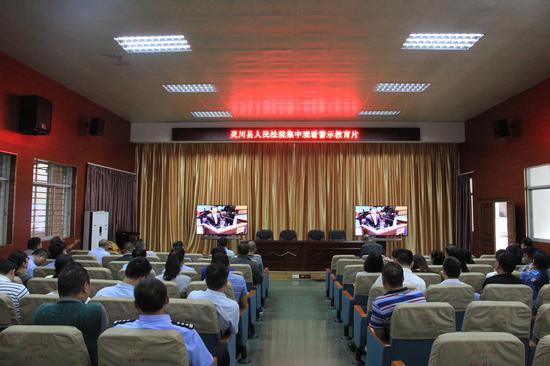 灵川县人民法院组织干警集中观看警示教育片