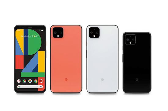 白色Pixel 4 XL和 Pixel 4渲染图