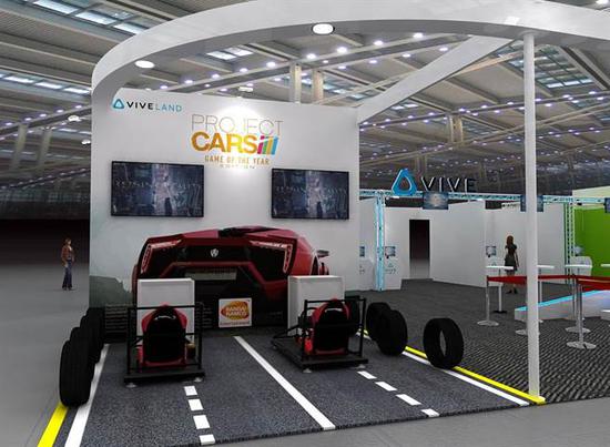 玩家们在台北电玩展可以体验VIVELAND虚拟实境乐园中的《Project Cars》赛车游戏。