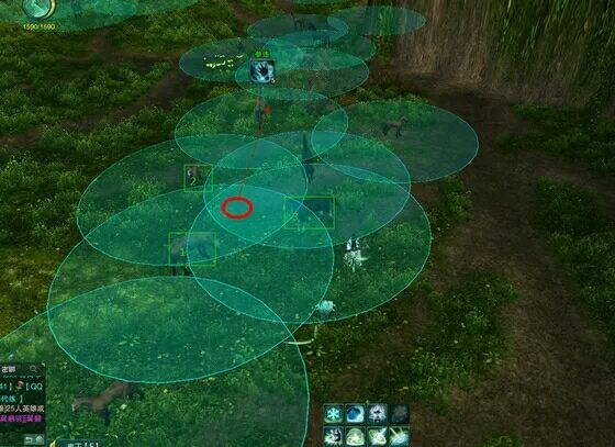　　赤兔停在红圈放技能，玩家站在我所在位置，赤兔放完技能后须第一时间向前走才能避开1、2号野马踩踏。