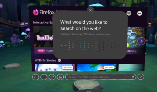 上图：Firefox Reality：语音搜索