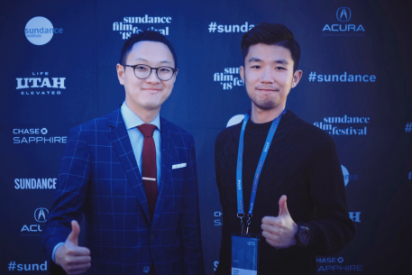《微观巨兽》导演周逸夫（右）及数字王国CEO谢安（左）出席圣丹斯电影节