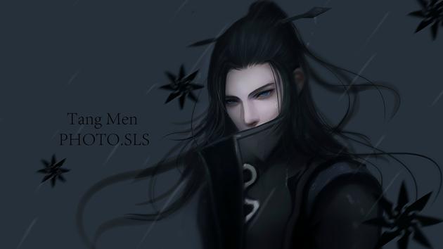 《剑网3》十里沙出品 黑暗系成男手绘壁纸_新