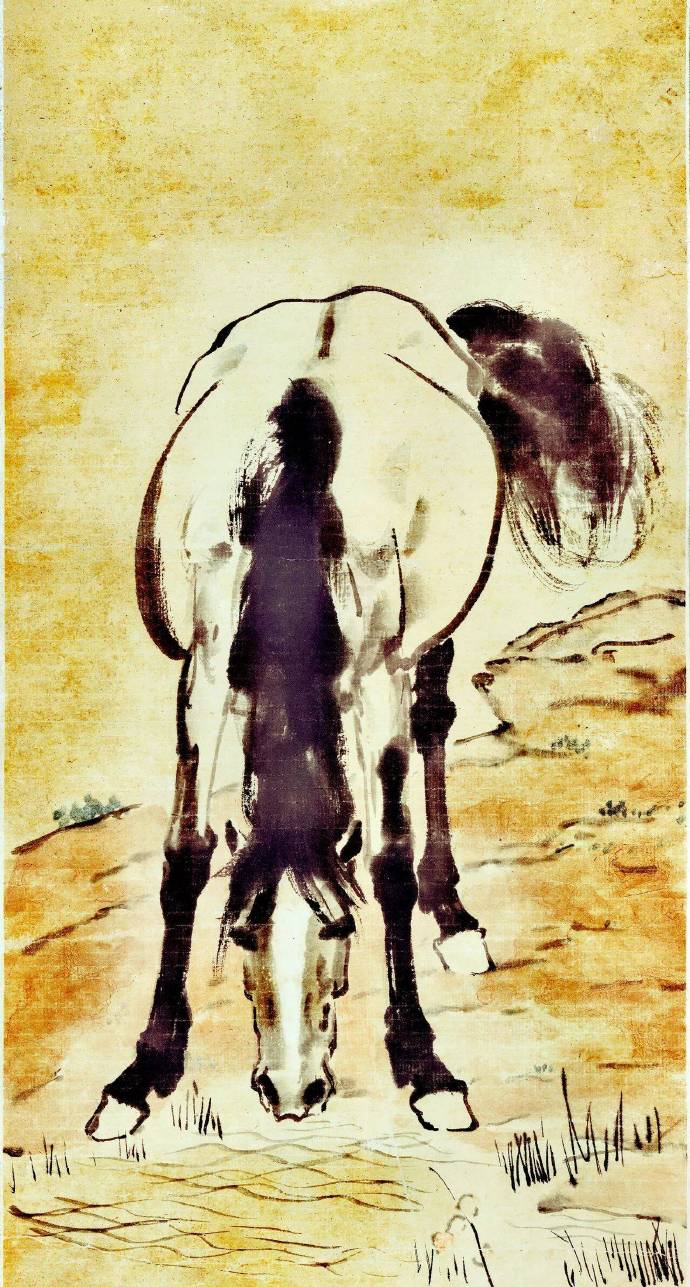 题徐悲鸿《饮马图》