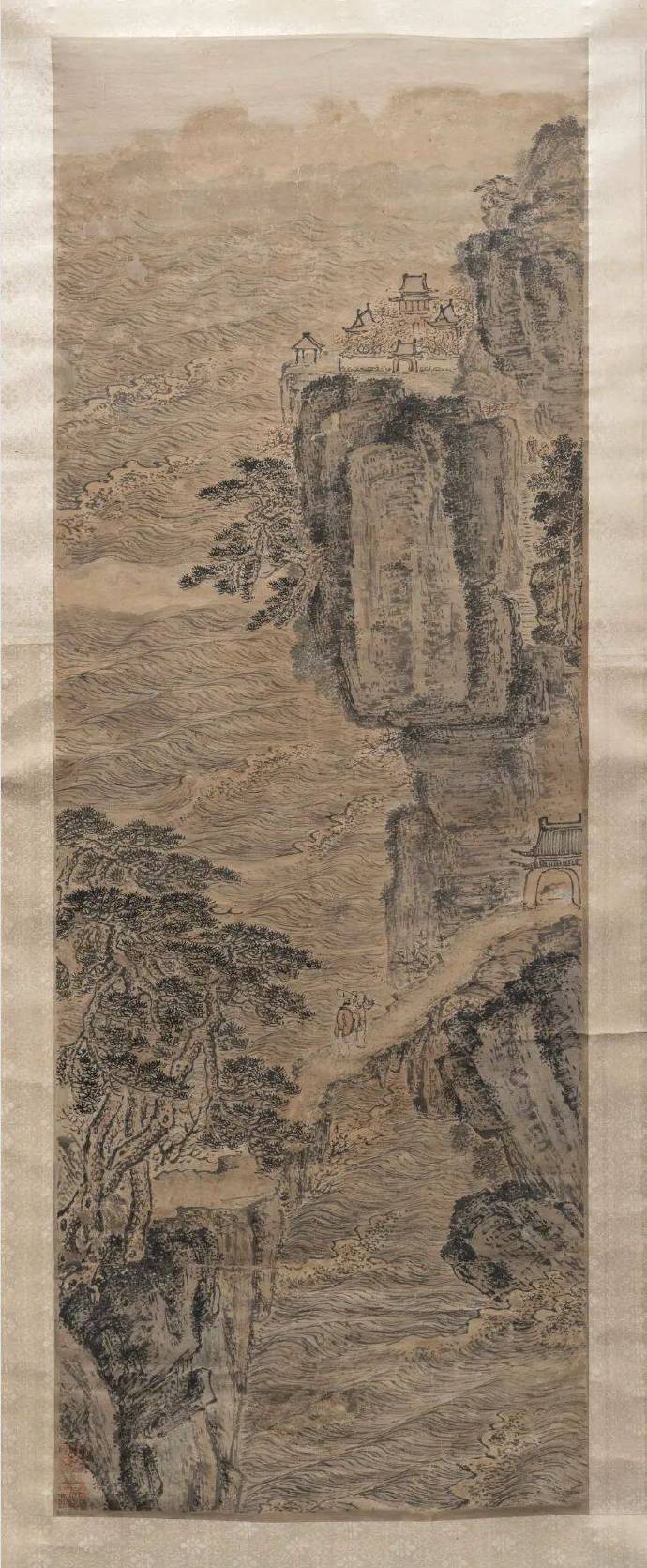 题明-袁尚统《访道图轴》