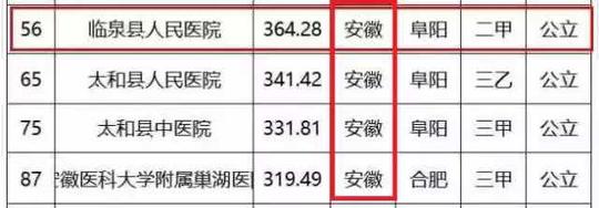 阜阳医院排行榜_喜讯:阜阳市人民医院在艾力彼“地市级城市医院500强”榜单排名中...(2)