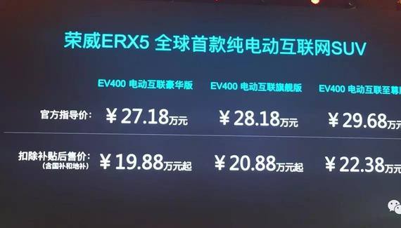 比亚迪老巢推最长续航电动SUV，荣威ERX5 19.88万起