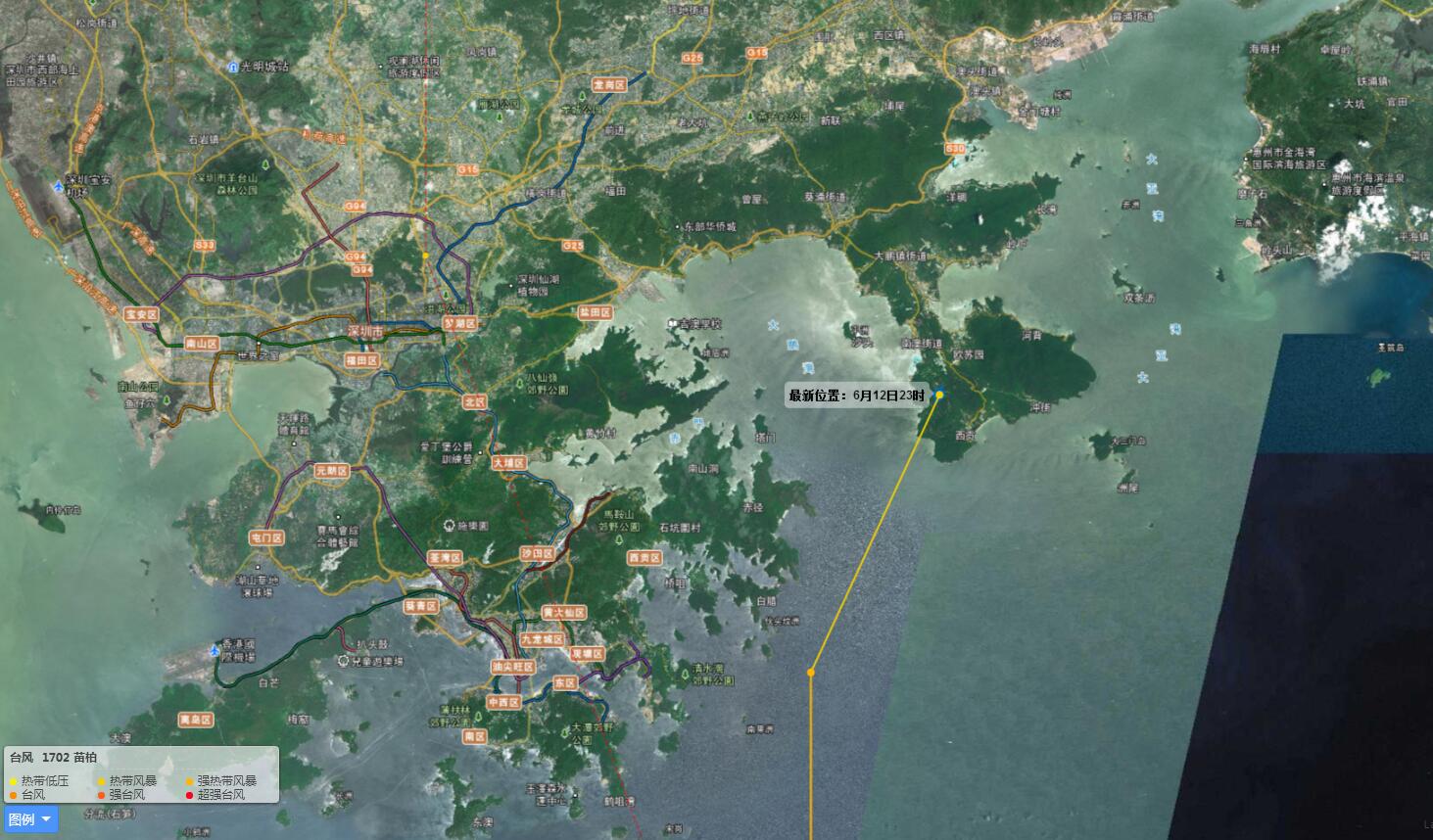 台风"苗柏"23时前后在深圳大鹏半岛登陆!