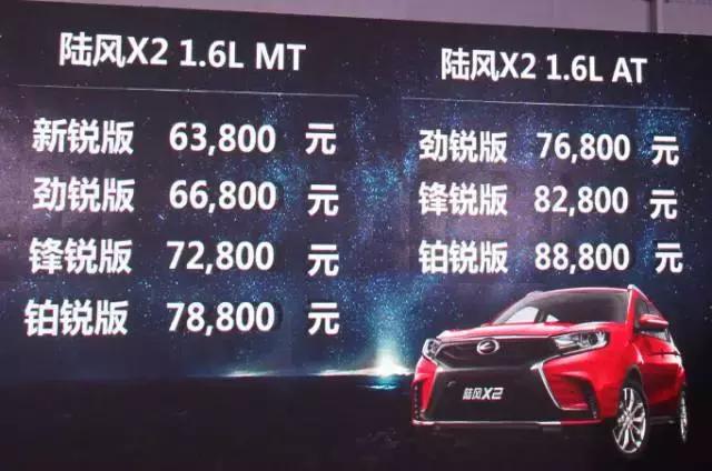 仅售6.38万起 广州陆风X2上市发布