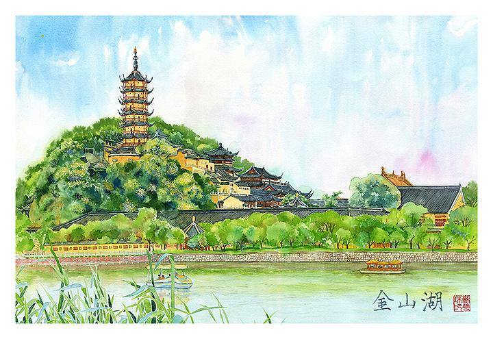 原创手绘:记忆中的家乡 唯美镇江
