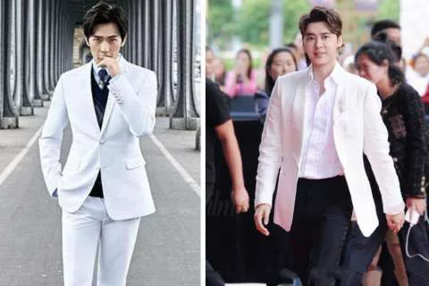 李易峰和杨洋一身白西装现身机场，气质相差一大截