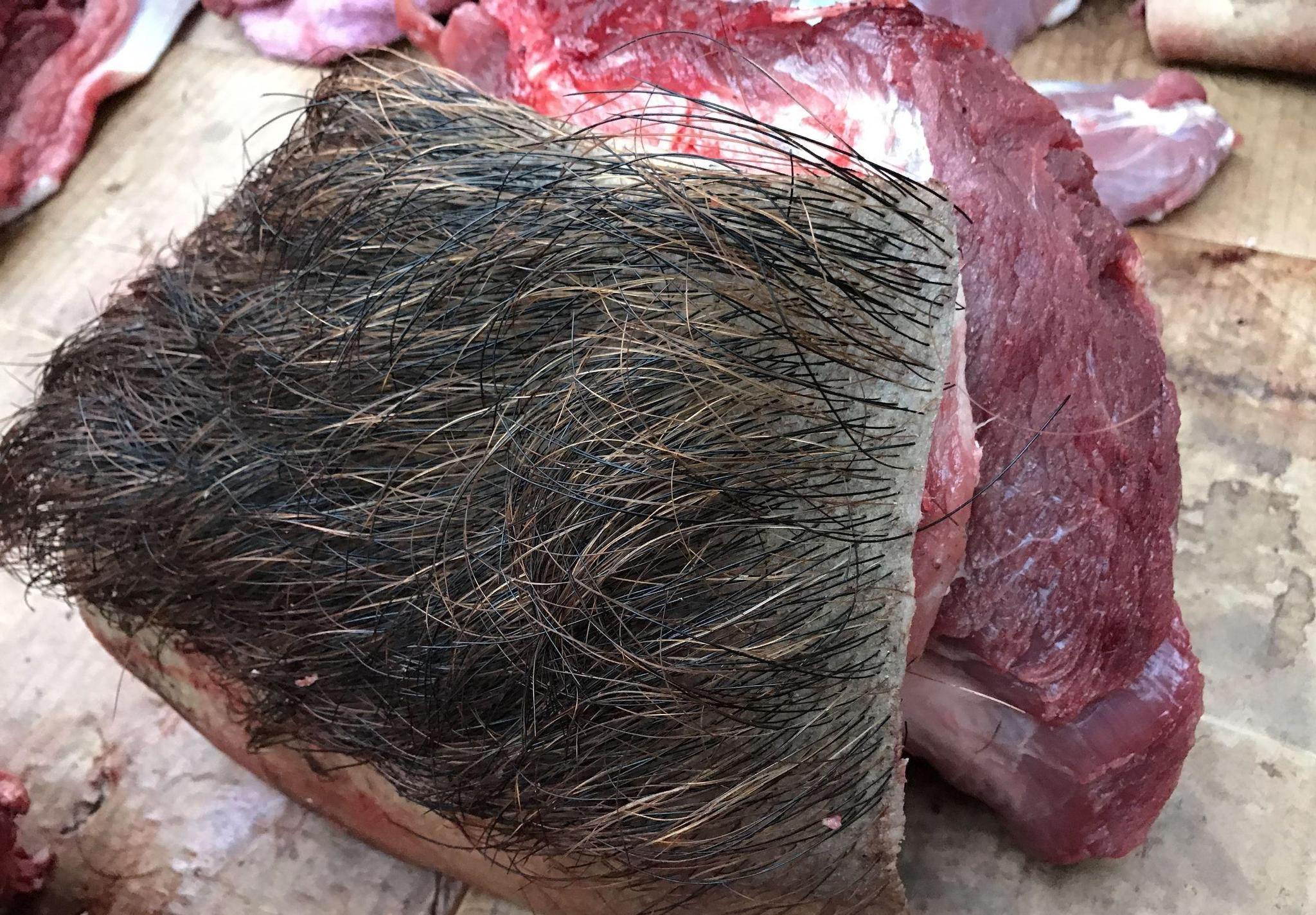 农村男子集市上卖"带毛"野猪肉50一斤,半卖半送村民抢购一空!