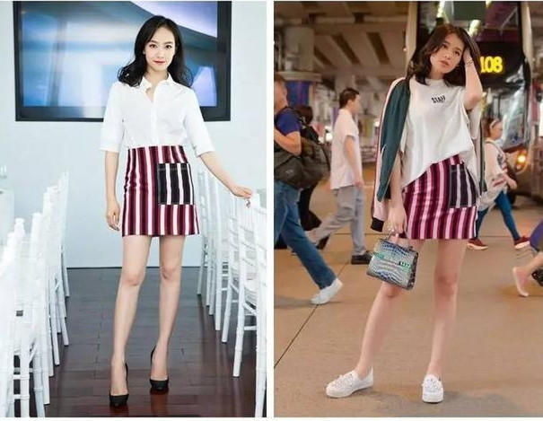 杨幂跟王鸥那真的是杠上了，两人同穿一套衣服，差距真的很大！