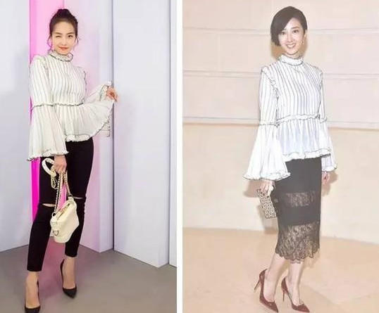 杨幂跟王鸥那真的是杠上了，两人同穿一套衣服，差距真的很大！