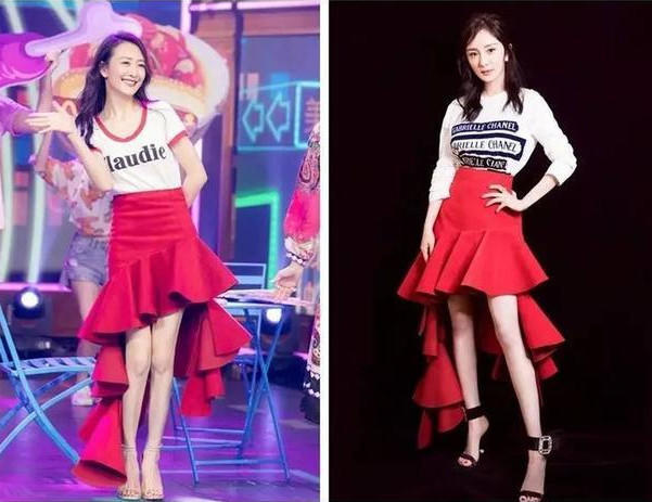 杨幂跟王鸥那真的是杠上了，两人同穿一套衣服，差距真的很大！