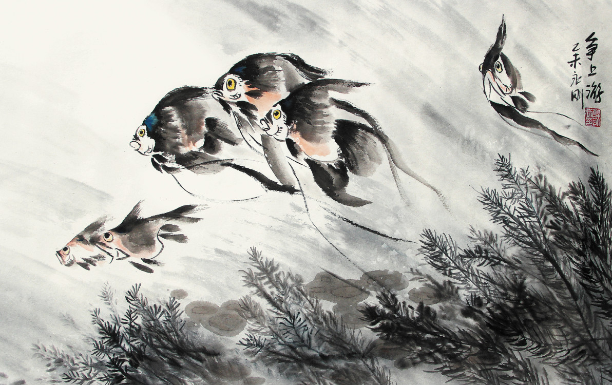 楼传兴水墨画作品45-新语小院