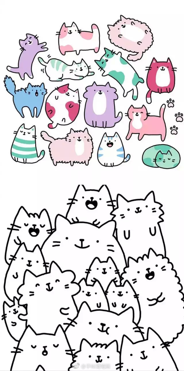 手帐素材:猫咪的270种简笔画画法
