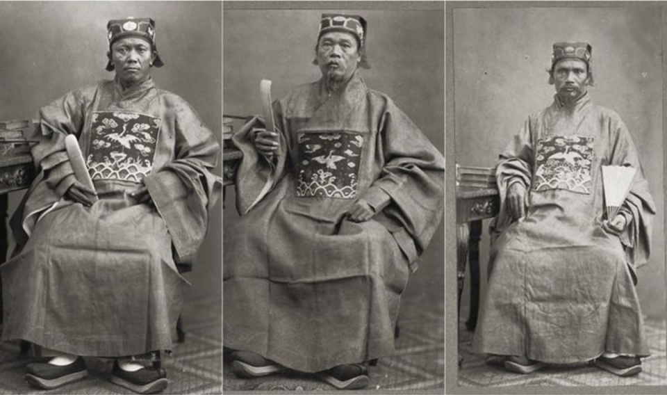越南历史上最早的照片里面的人物都蓄发穿汉服如明朝