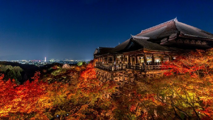 日本京都清水寺,千年古刹看红叶飞舞!