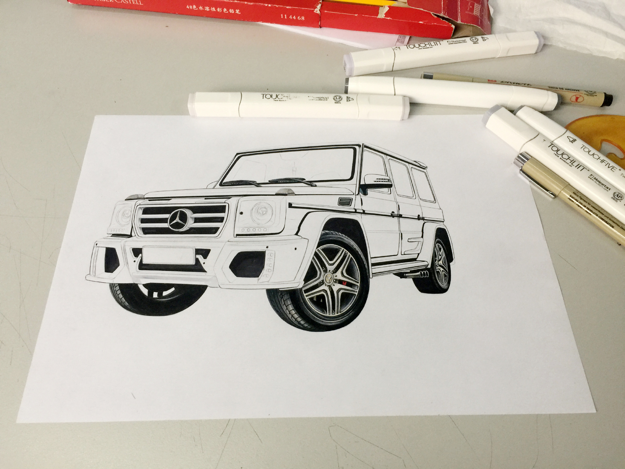 手绘奔驰g63 amg 改装