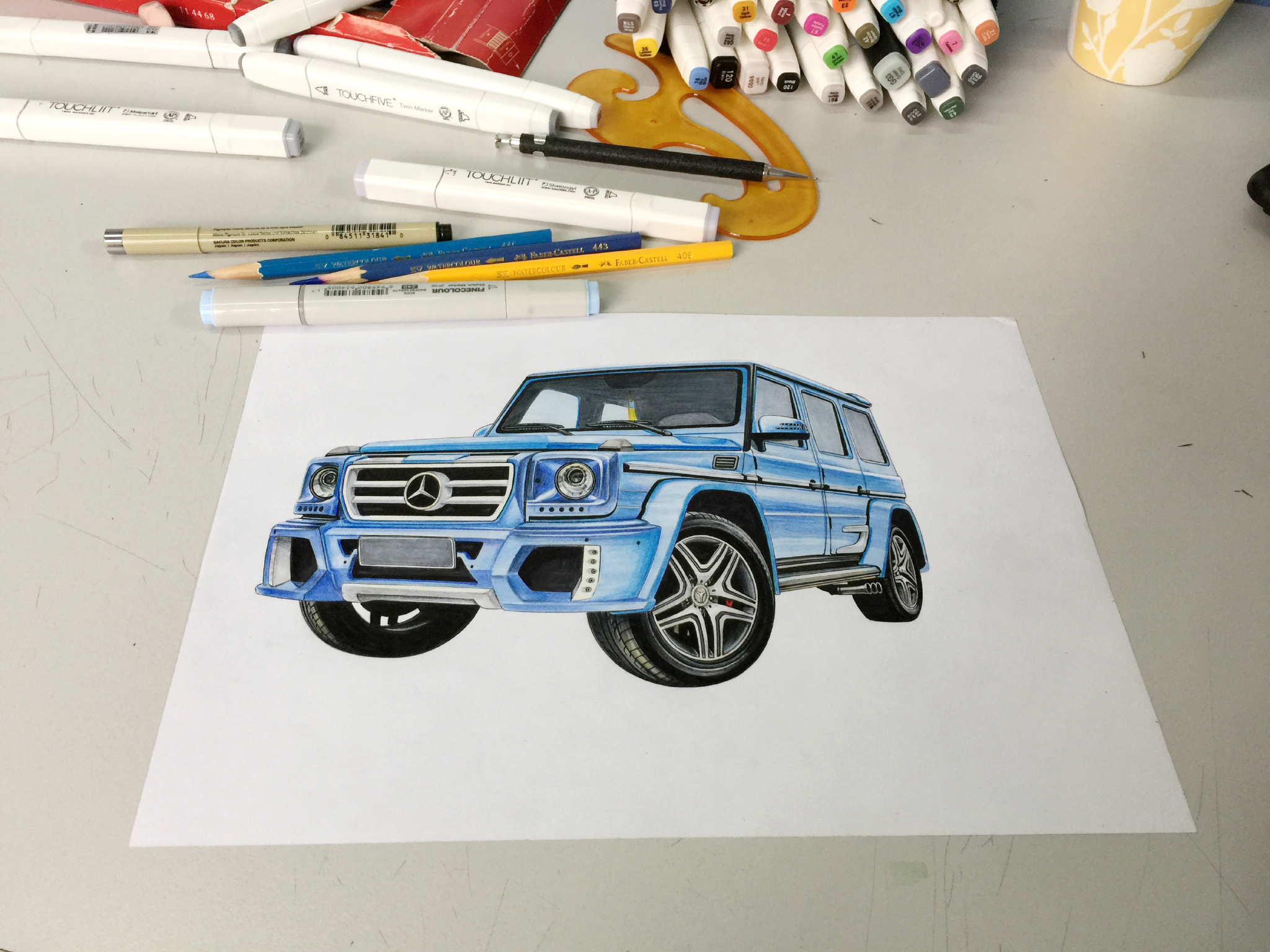 手绘奔驰g63 amg 改装