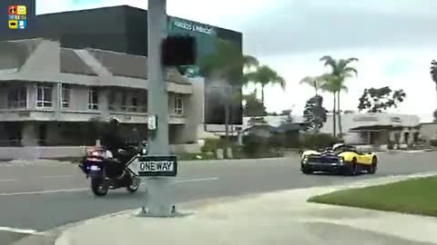 交警追击违章的跑车男子，整整追了几条街