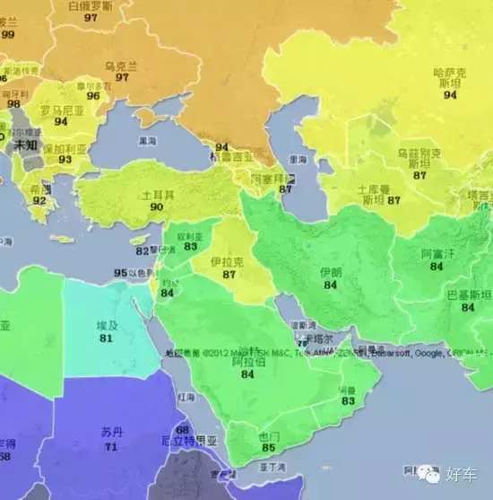 全球智商分布地图: 中国人、日本人、朝鲜人智