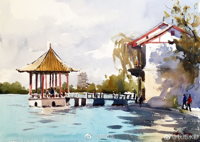这就是情怀吧用水彩来描绘美丽的济南心