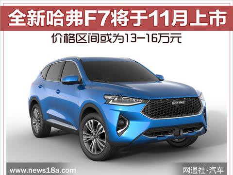全新哈弗F7将于11月上市 价格区间或为13-16万元