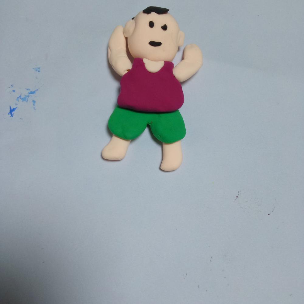 超轻粘土亲子幼儿手工小制作教你做一个穿短裤的小男孩